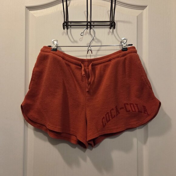 🥤Vintage Coca-Cola Thermal Rust waffle knit set w/shorts & long-sleeve top XL - Picture 6 of 8